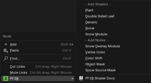 Shader Editor Right Click Menu