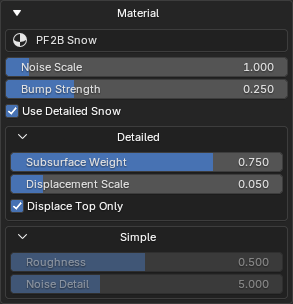 Geometry-Node Snow Material Panel