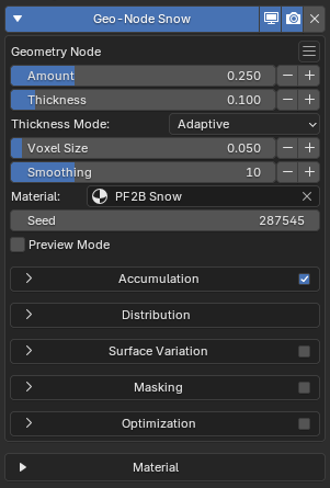 Geometry-Node Snow Panel