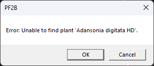 Error Unable to find plant
