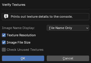 Verify Textures popup